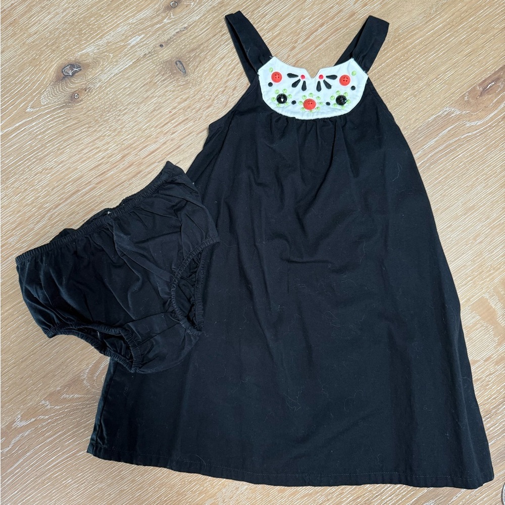 Black Dress and Bloomers Set with Embroidered & Jewel Detail